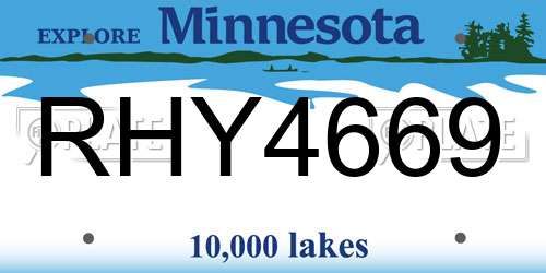 RHY4669 Minnesota License Plate