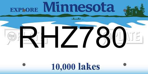 RHZ780 Minnesota License Plate