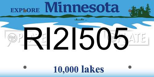 RI2I505 Minnesota License Plate