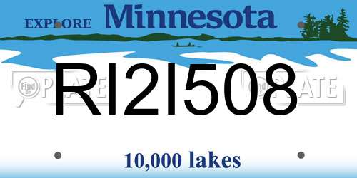 RI2I508 Minnesota License Plate