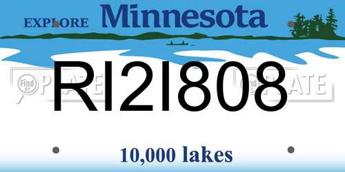 RI2I808 Minnesota License Plate