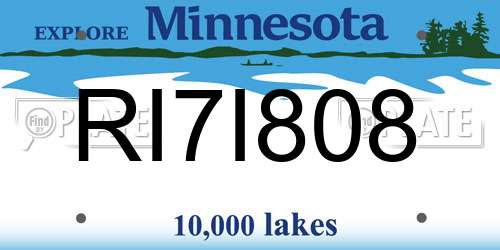 RI7I808 Minnesota License Plate
