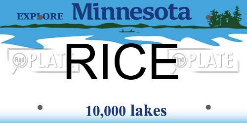 RICE Minnesota License Plate