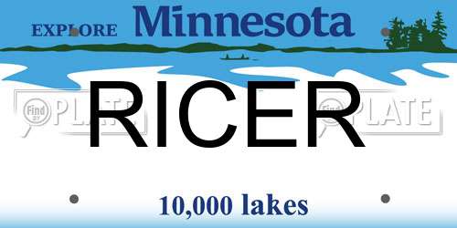 RICER Minnesota License Plate