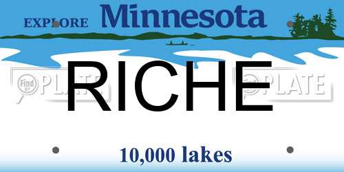 RICHE Minnesota License Plate