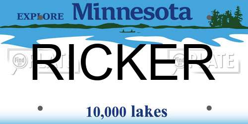 RICKER Minnesota License Plate