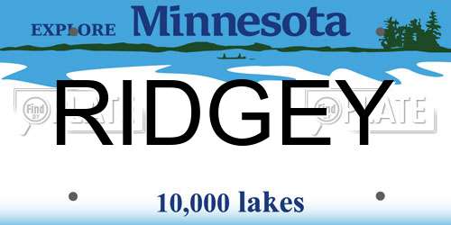 RIDGEY Minnesota License Plate