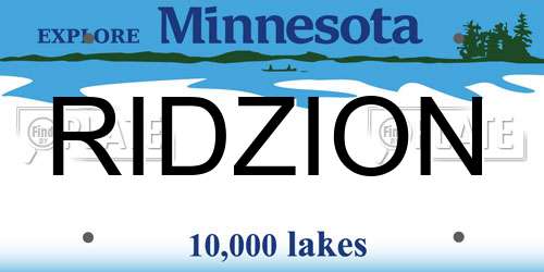RIDZION Minnesota License Plate