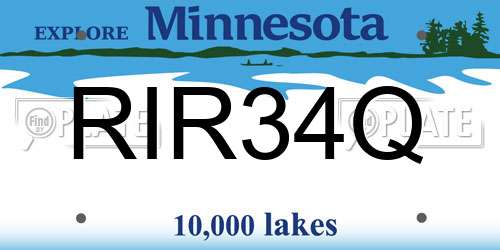 RIR34Q Minnesota License Plate
