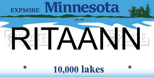RITAANN Minnesota License Plate