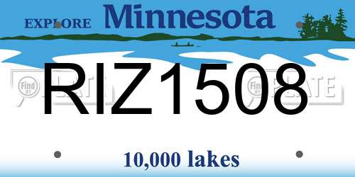 RIZ1508 Minnesota License Plate