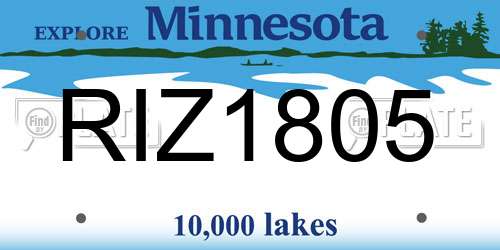 RIZ1805 Minnesota License Plate