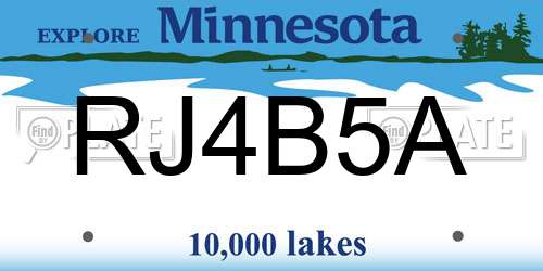 RJ4B5A Minnesota License Plate