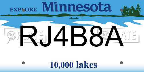 RJ4B8A Minnesota License Plate