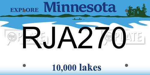 RJA270 Minnesota License Plate