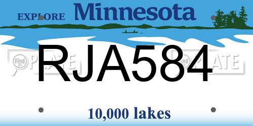 RJA584 Minnesota License Plate