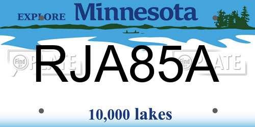 RJA85A Minnesota License Plate