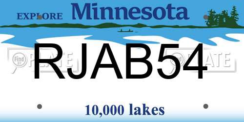 RJAB54 Minnesota License Plate