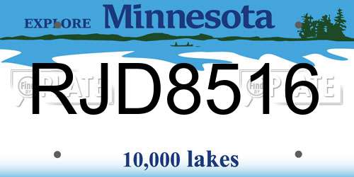RJD8516 Minnesota License Plate