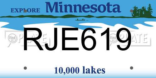 RJE619 Minnesota License Plate