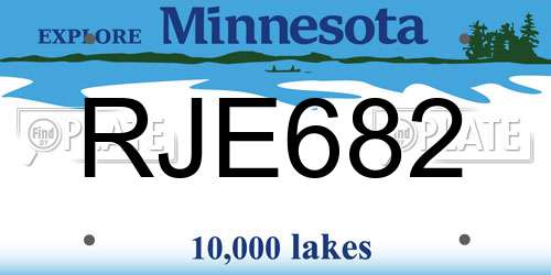RJE682 Minnesota License Plate