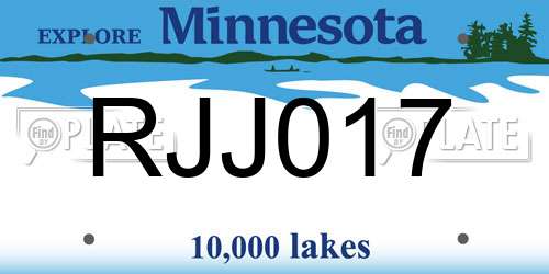 RJJ017 Minnesota License Plate