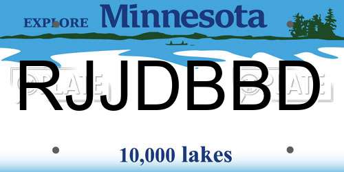 RJJDBBD Minnesota License Plate