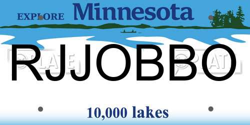 RJJOBBO Minnesota License Plate
