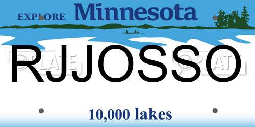 RJJOSSO Minnesota License Plate