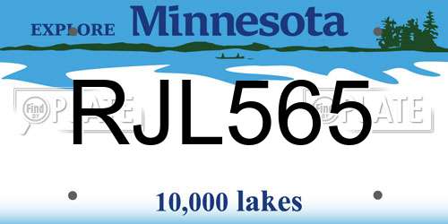 RJL565 Minnesota License Plate