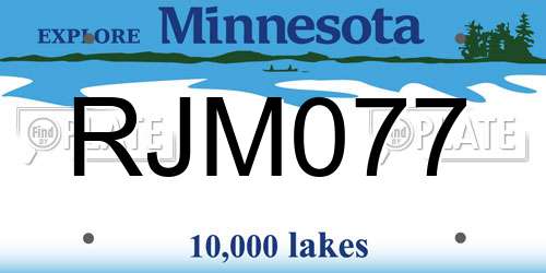 RJM077 Minnesota License Plate