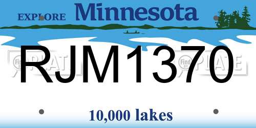 RJM1370 Minnesota License Plate