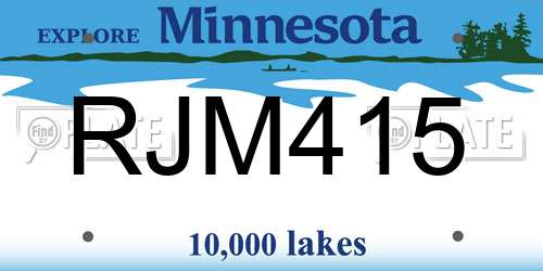 RJM415 Minnesota License Plate