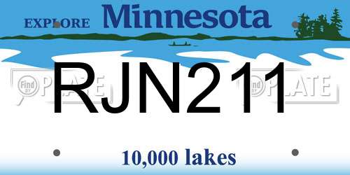 RJN211 Minnesota License Plate