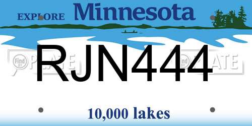 RJN444 Minnesota License Plate