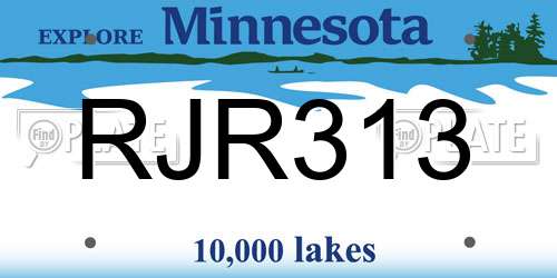 RJR313 Minnesota License Plate