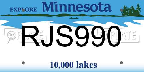 RJS990 Minnesota License Plate