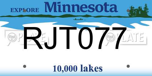 RJT077 Minnesota License Plate
