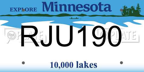 RJU190 Minnesota License Plate