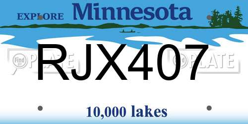 RJX407 Minnesota License Plate