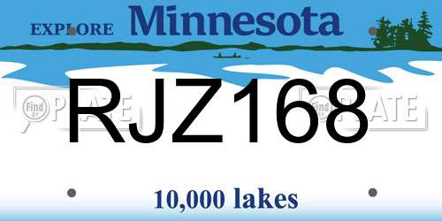 RJZ168 Minnesota License Plate
