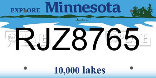 RJZ8765 Minnesota License Plate