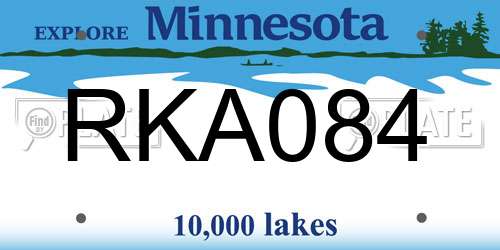 RKA084 Minnesota License Plate