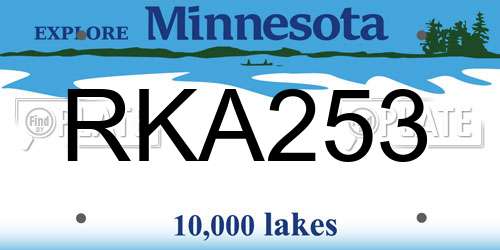 RKA253 Minnesota License Plate