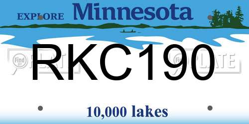RKC190 Minnesota License Plate