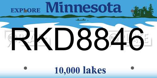 RKD8846 Minnesota License Plate