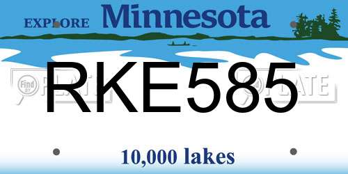 RKE585 Minnesota License Plate