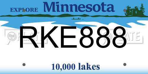 RKE888 Minnesota License Plate