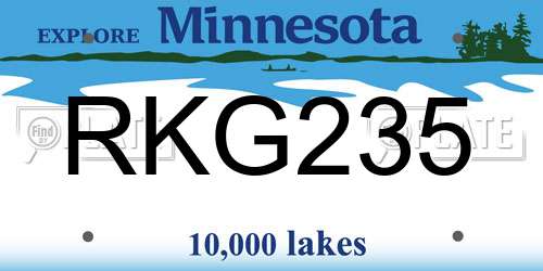 RKG235 Minnesota License Plate