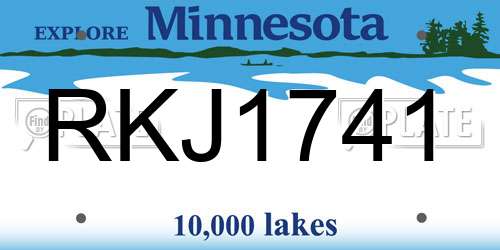RKJ1741 Minnesota License Plate